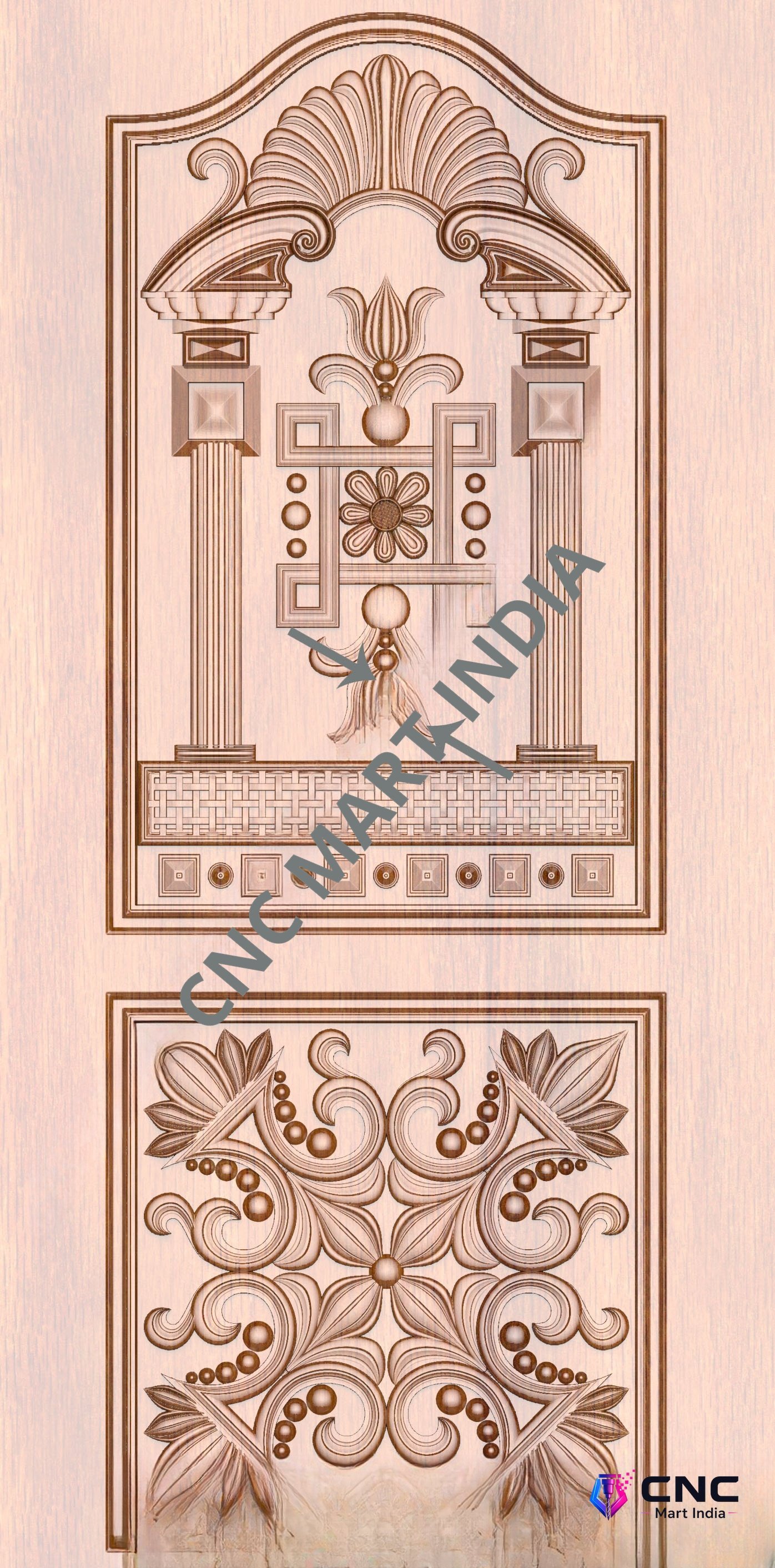 Arch - ARCH-20 Classical Architectural Pillar and Floral Motif Door 3D Model